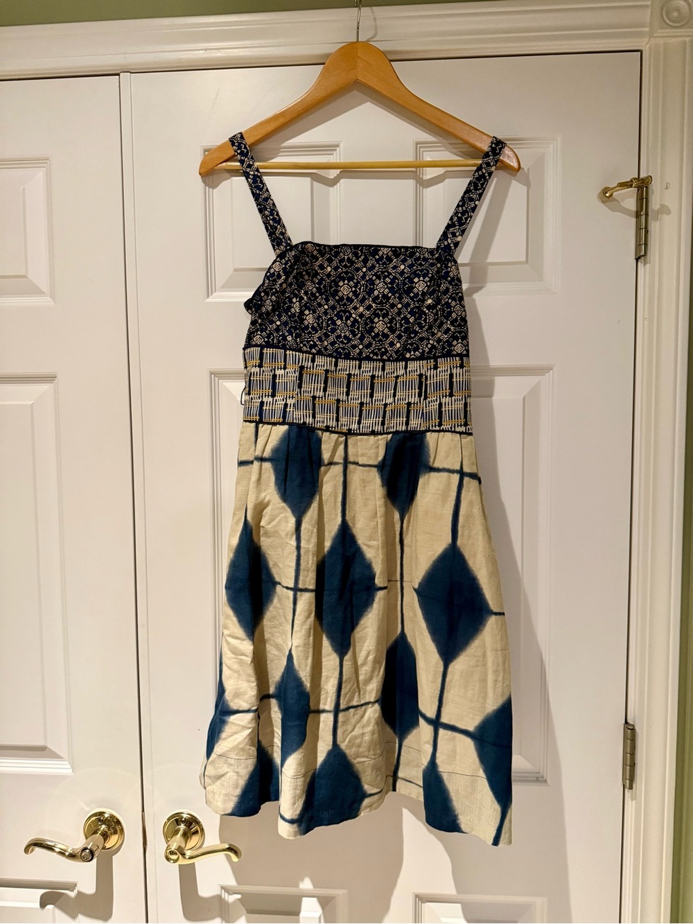Maeve Blue & Cream Patterned Sundress - Anthropologie